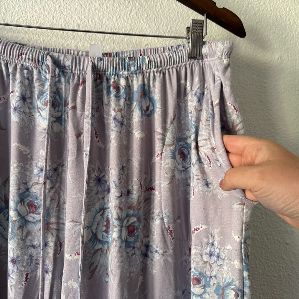 Flora Nikrooz Silky Soft Floral Lilac Pajama Lounge Set Coquette Cottagecore XL - Picture 11 of 16